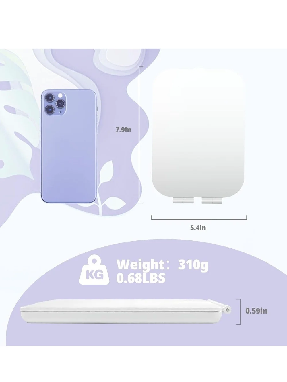 LED Makeup Mirror with Adjustable White Light for Women Skincare